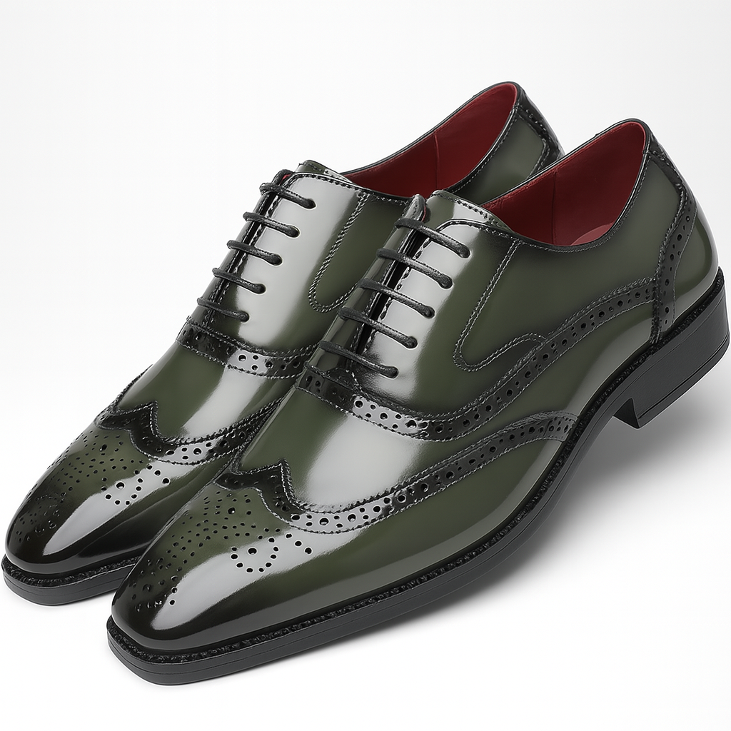 Elegant Footwear | Glossy Wingtip Brogues for Men with Classic Detailing | Refined Style for Formal Occasions 4