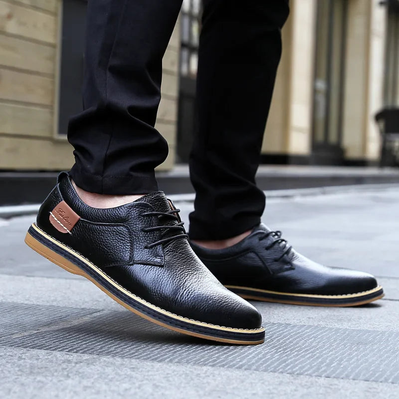 Elegant Footwear | Men's Black Dress Shoes with Textured Surface | Adjustable Fit for Smart Casual Style 5