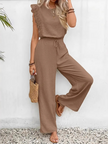 Elegant Lace-Trim Jumpsuit Women | Adjustable Drawstring Waist & Wide-Leg Design for Effortless Style 0