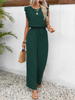 Elegant Lace-Trim Jumpsuit Women | Adjustable Drawstring Waist & Wide-Leg Design for Effortless Style 1
