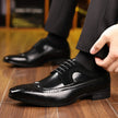 Elegant Oxford | Men's Black Dress Shoes with Gloss Finish & Wingtip Design | Classic Lace-Up Style for Formal Occasions 0