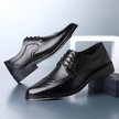 Elegant Wingtip Men's Dress Shoes with Perforated Accents | Stylish Black Formal Footwear for Professional Settings 0