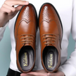Elegant Wingtip Men's Dress Shoes with Perforated Accents | Stylish Black Formal Footwear for Professional Settings 3