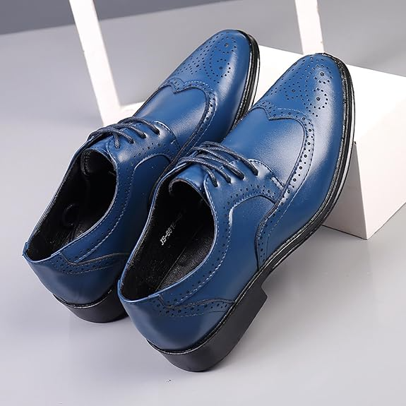 Elegant Wingtip Men's Dress Shoes with Perforated Accents | Stylish Black Formal Footwear for Professional Settings 6