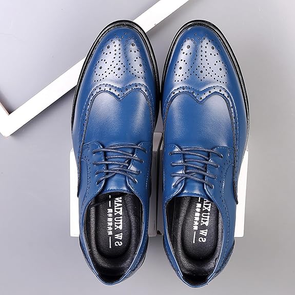 Elegant Wingtip Men's Dress Shoes with Perforated Accents | Stylish Black Formal Footwear for Professional Settings 8