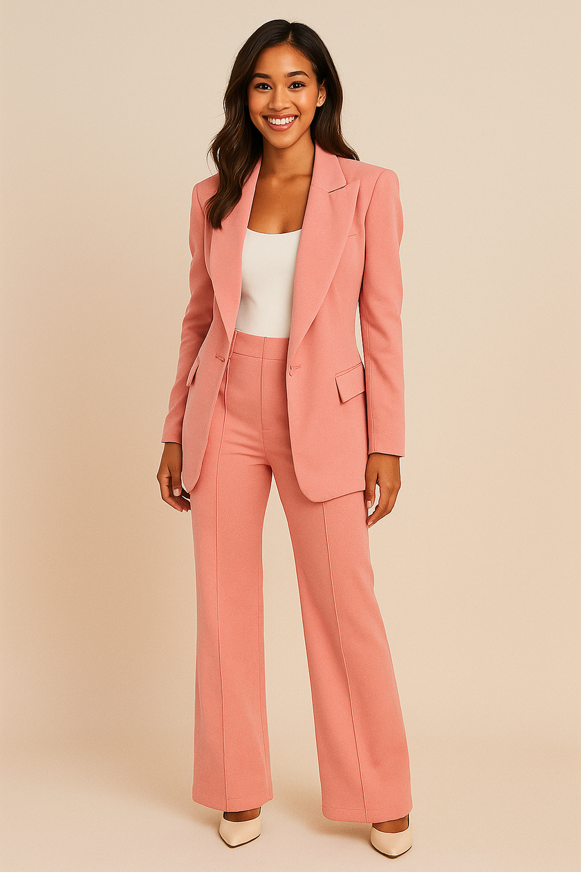 Elegant Women's Suit | Blazer & Wide-Leg Trousers Set with Structured Fit | Professional Attire for Effortless Style 1