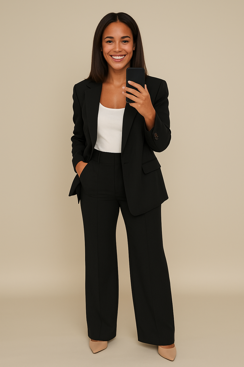 Elegant Women's Suit | Blazer & Wide-Leg Trousers Set with Structured Fit | Professional Attire for Effortless Style 2