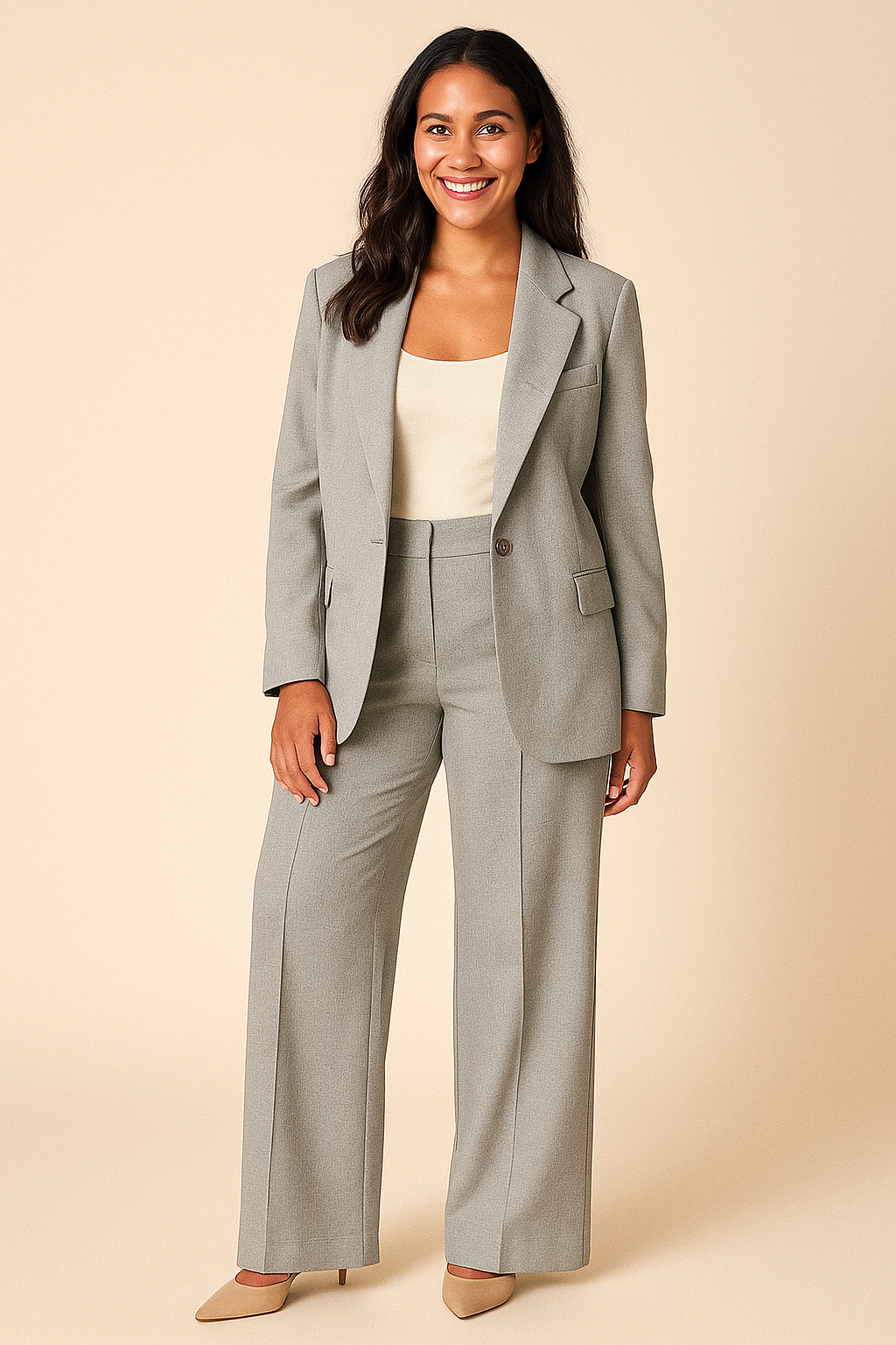 Elegant Women's Suit | Blazer & Wide-Leg Trousers Set with Structured Fit | Professional Attire for Effortless Style 5