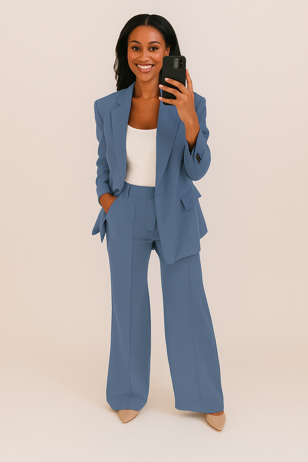 Elegant Women's Suit | Blazer & Wide-Leg Trousers Set with Structured Fit | Professional Attire for Effortless Style 6