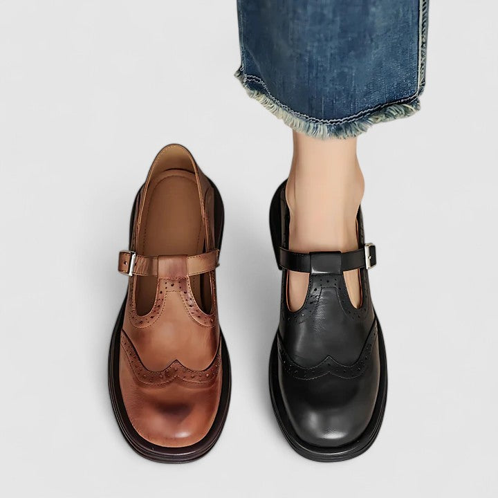 Emily | Timeless Leather T-Strap Shoes