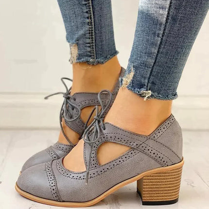 Evelyn | Elegant Heeled Lace-Up T-Strap Shoes for Women