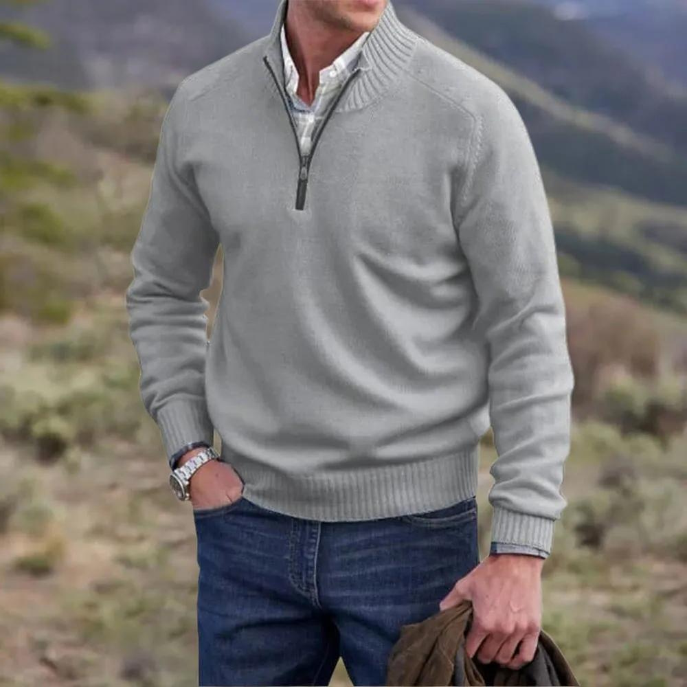 Everyday Style | Men's Quarter Zip Sweater with Ribbed Edges | Versatile Layering Option for Comfort 1