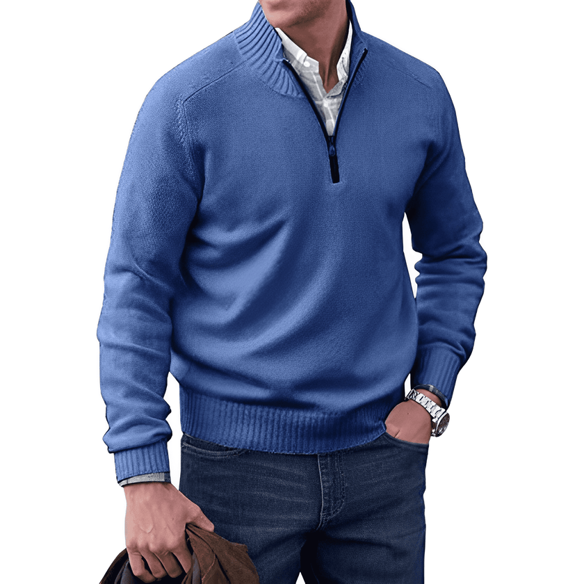 Everyday Style | Men's Quarter Zip Sweater with Ribbed Edges | Versatile Layering Option for Comfort 11