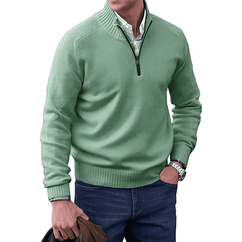 Everyday Style | Men's Quarter Zip Sweater with Ribbed Edges | Versatile Layering Option for Comfort 5
