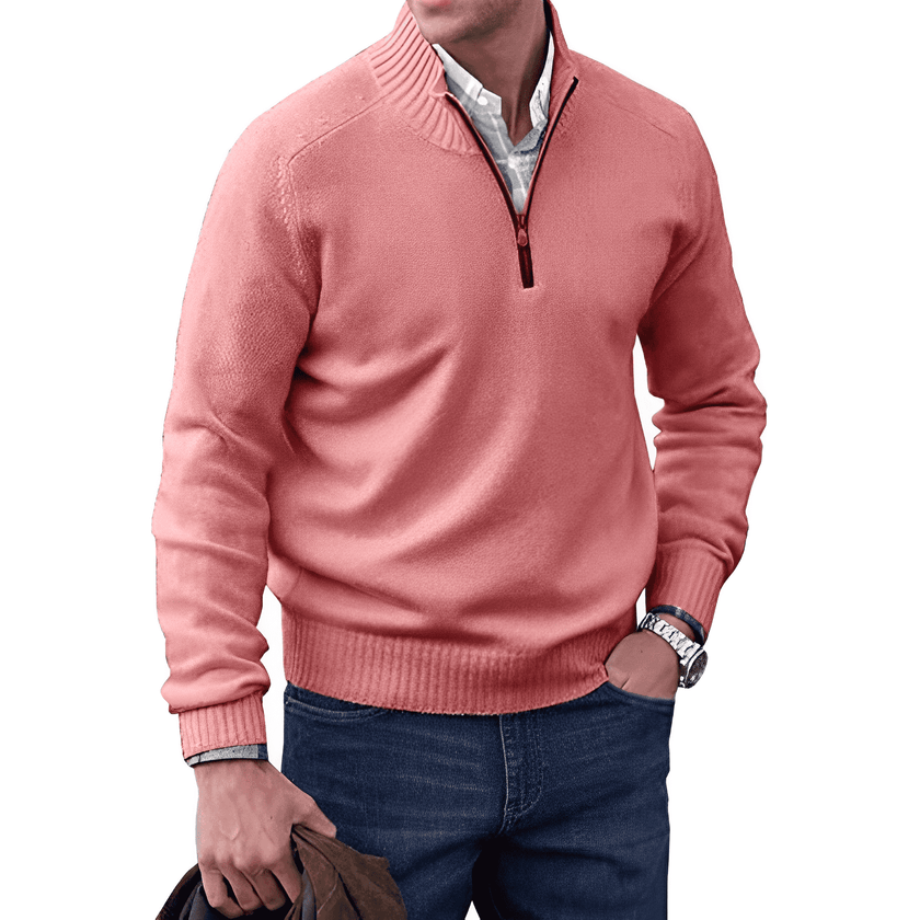 Everyday Style | Men's Quarter Zip Sweater with Ribbed Edges | Versatile Layering Option for Comfort 6