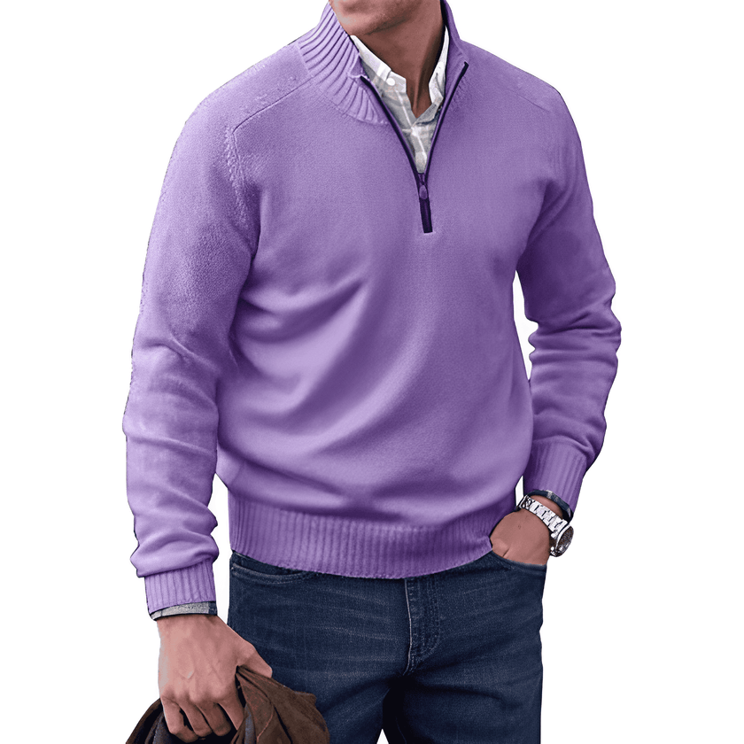Everyday Style | Men's Quarter Zip Sweater with Ribbed Edges | Versatile Layering Option for Comfort 7