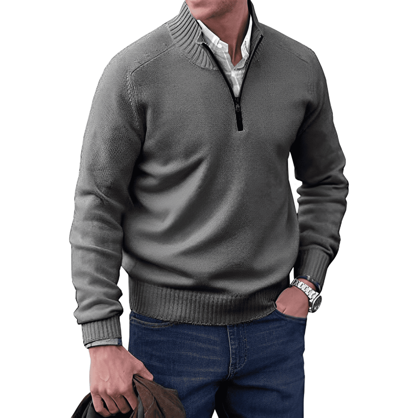 Everyday Style | Men's Quarter Zip Sweater with Ribbed Edges | Versatile Layering Option for Comfort 8