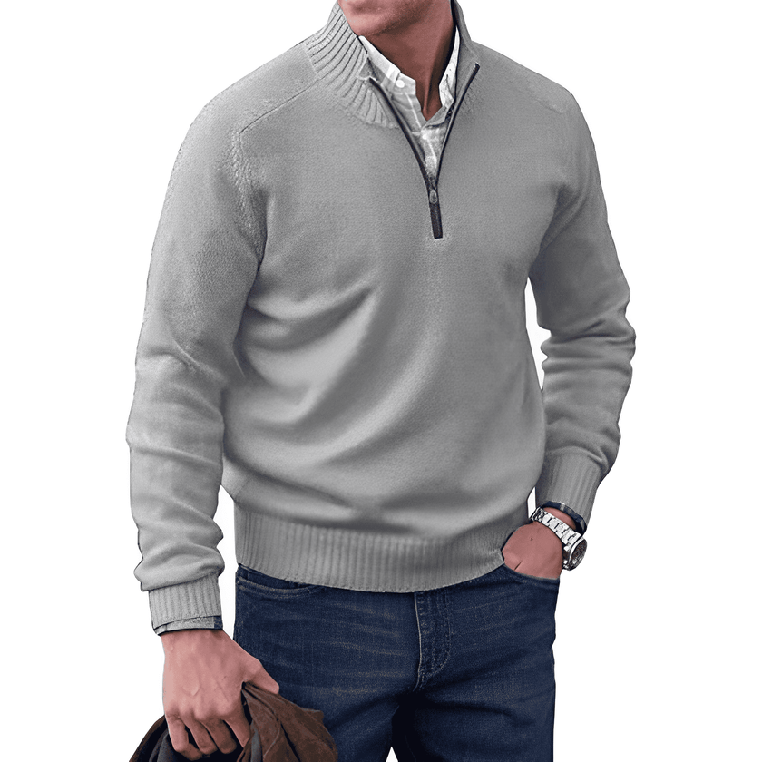 Everyday Style | Men's Quarter Zip Sweater with Ribbed Edges | Versatile Layering Option for Comfort 9