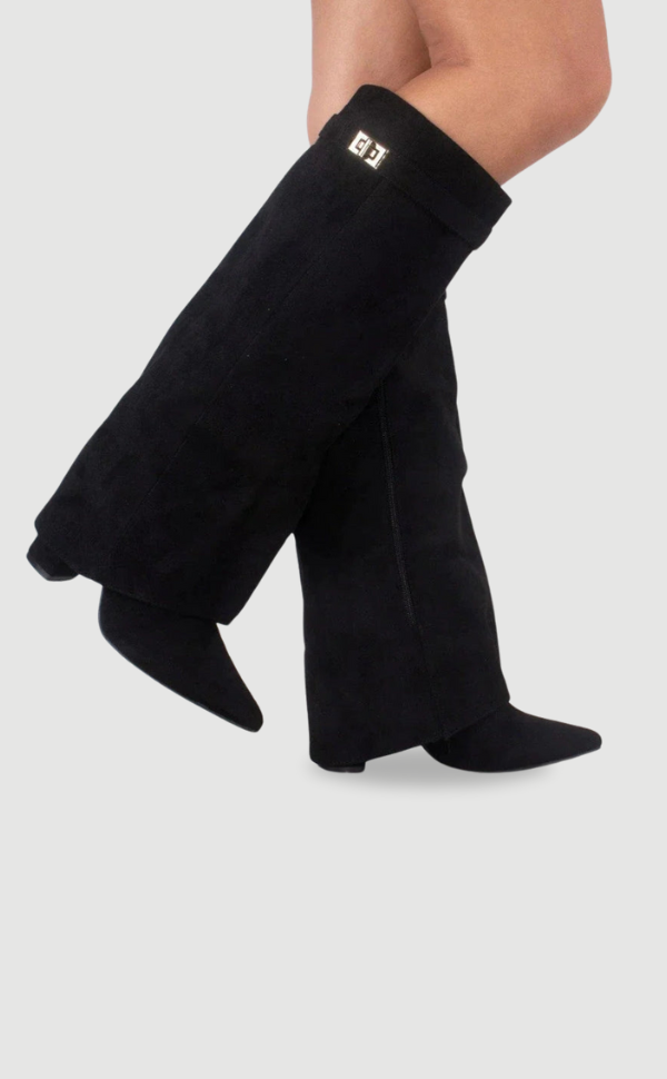 Emily | Sleek Leather Thigh-High Boots with Buckle Detail