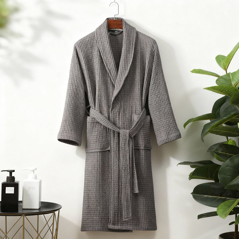 Sarah | Spring Waffle Knit Lounge Robe - Soft, Lightweight Comfort