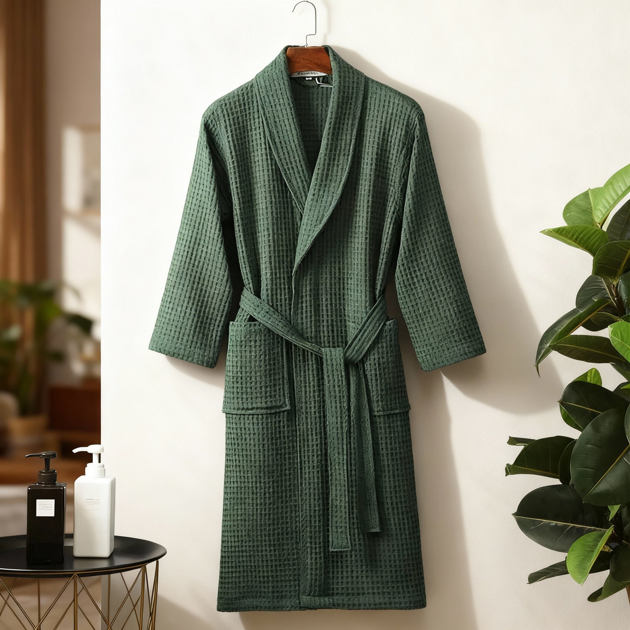 Sarah | Spring Waffle Knit Lounge Robe - Soft, Lightweight Comfort