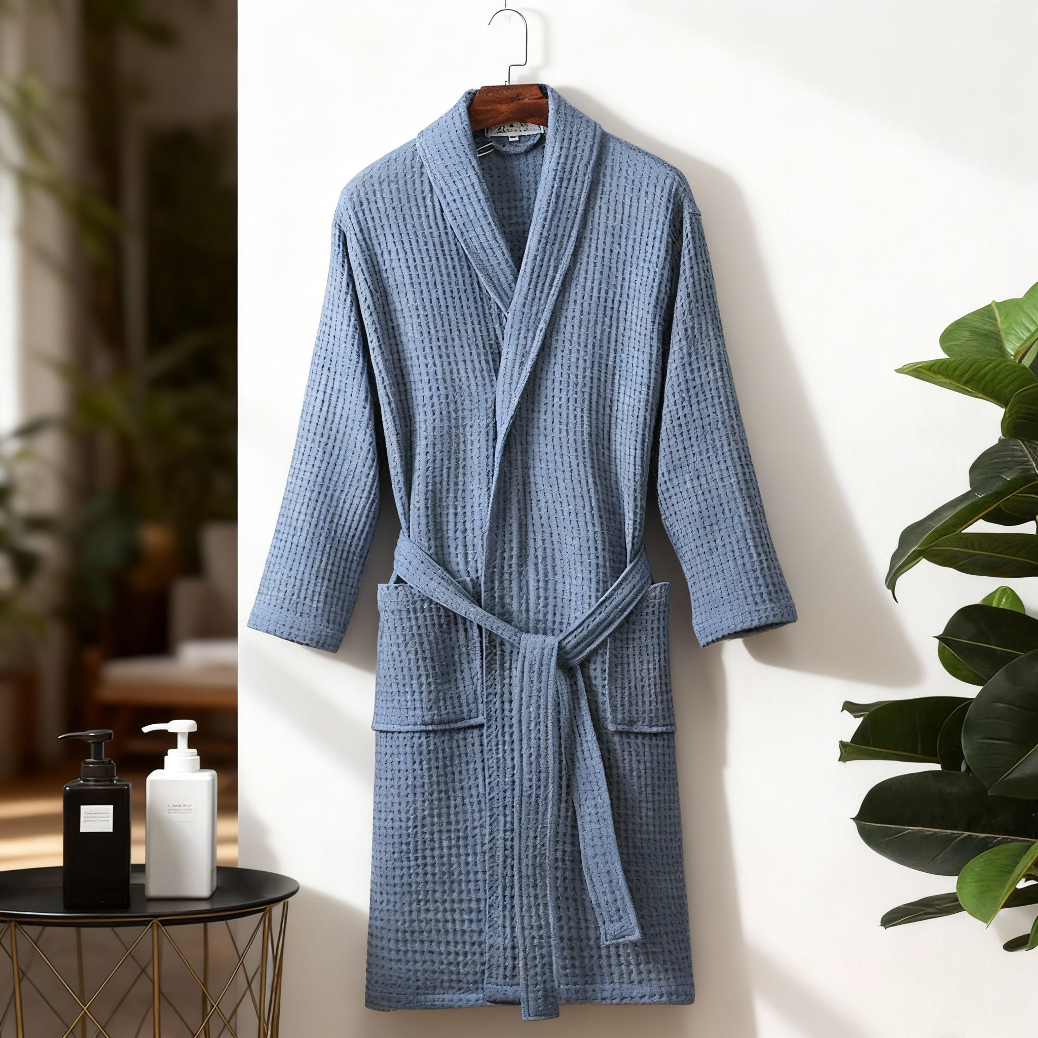 Sarah | Spring Waffle Knit Lounge Robe - Soft, Lightweight Comfort