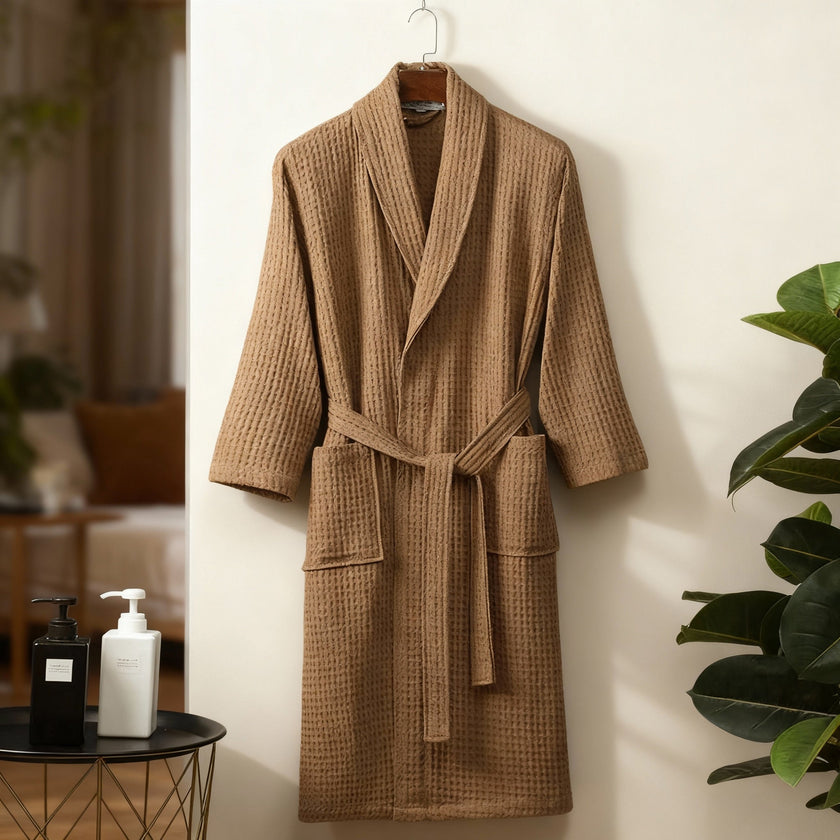 Sarah | Spring Waffle Knit Lounge Robe - Soft, Lightweight Comfort