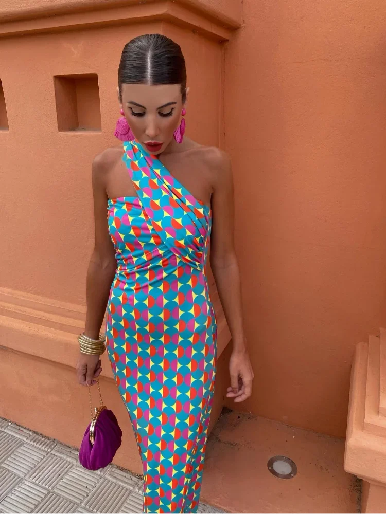 Dakota | Elegant One-Shoulder Printed Dress – Modern, Flattering & Stylish