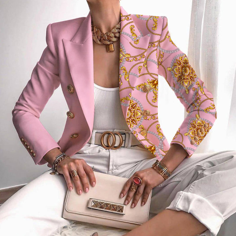 Eleanor | Contrast-Panel Buttoned Work Blazer - Tailored Professional Style