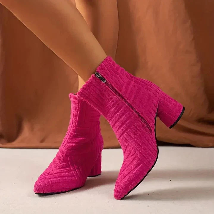 Caroline | Knit Ankle Boots with a Chunky Heel