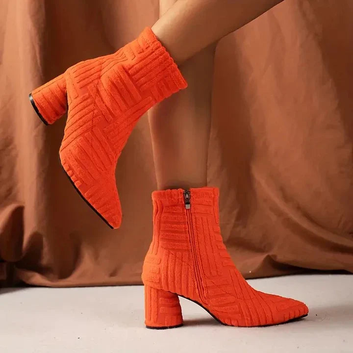 Caroline | Knit Ankle Boots with a Chunky Heel