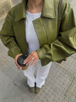 Stella | Oversized Leather Bomber Jacket — Relaxed Fit