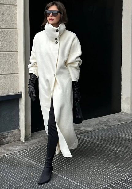 Abigail | Winter Long Button-Up Trench Coat – Timeless Style & Warmth