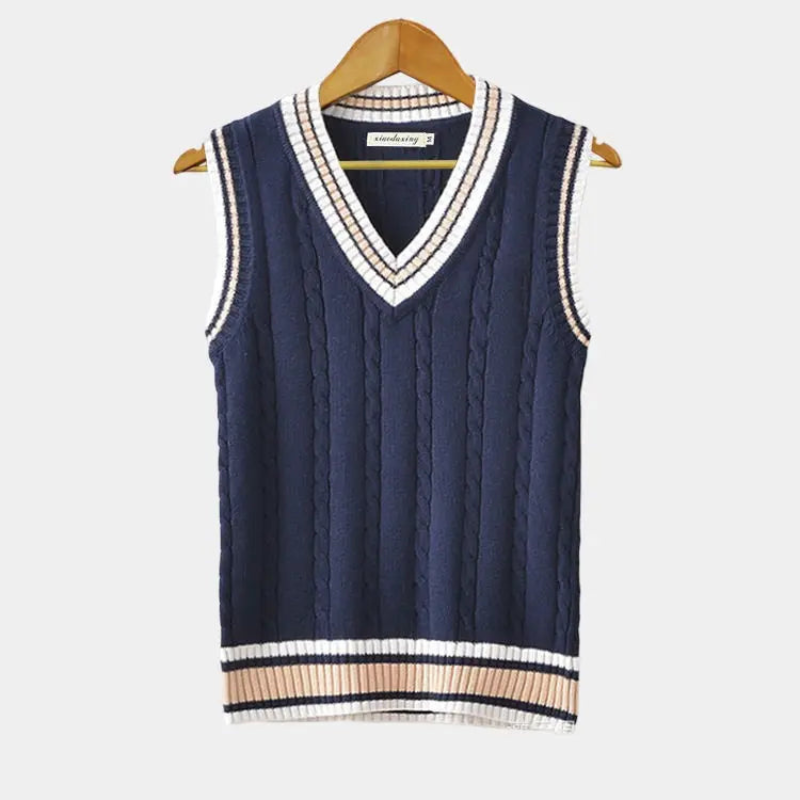 Layered Essentials | Contrast Trim Sleeveless Sweater Vest for Men with Structured Edges | Versatile Layering Piece for Cool Weather 2