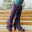 Brianna| Lace-Up Block Heel Knee-High Boots