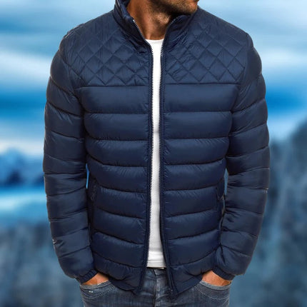 Men's Puffer Jacket with Quilted Design & Full-Length Zip | Warm Winter Coat for Cold Weather 0