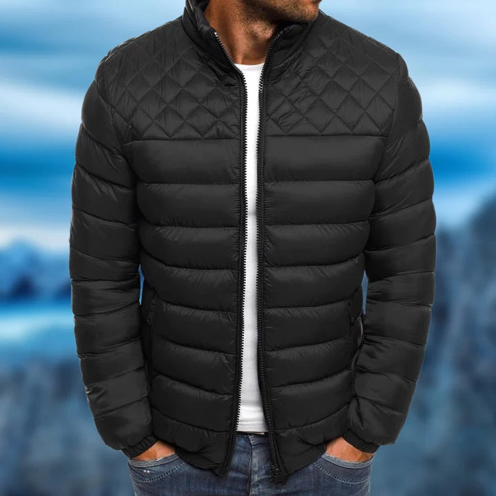 Men's Puffer Jacket with Quilted Design & Full-Length Zip | Warm Winter Coat for Cold Weather 2