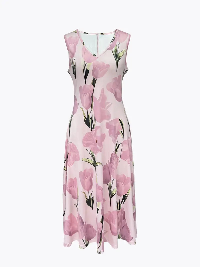 Isabella | Floral-Print Two-Piece Flowy Midi Dress