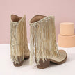 Claire | Metallic Fringe High Heel Boots – Striking Shine and Fringe Detail