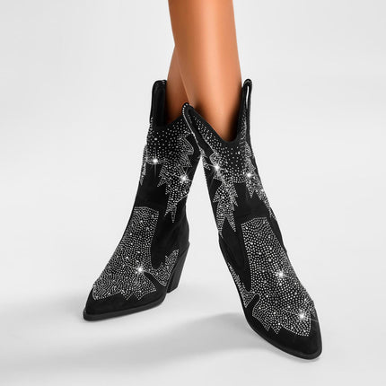 Alice | Trendy Western Boots with Rhinestone Embellishments