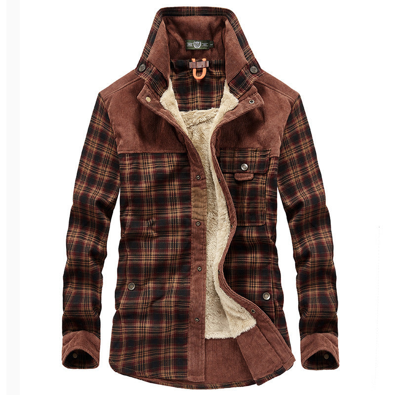 Plaid Men's Winter Jacket with Plush Lining | Stylish Outerwear for Cold Weather 0