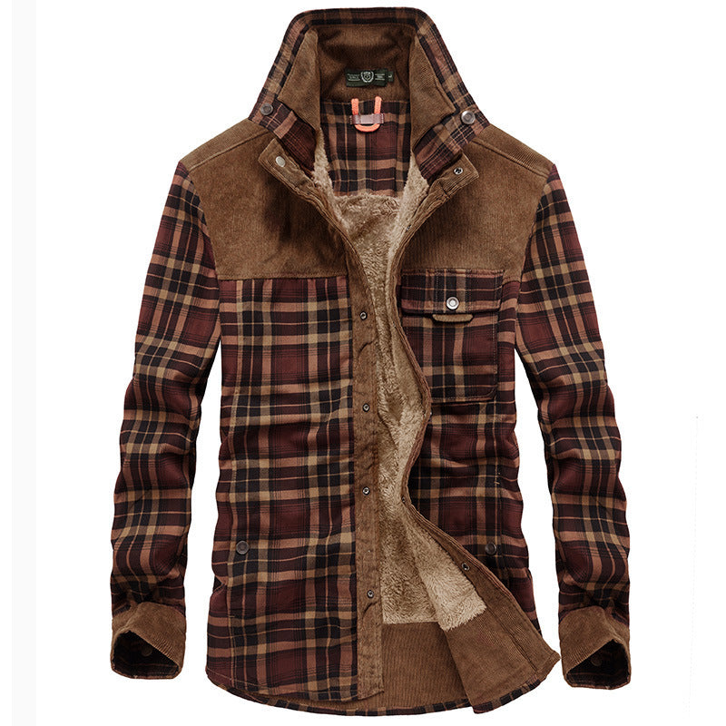 Plaid Men's Winter Jacket with Plush Lining | Stylish Outerwear for Cold Weather 1