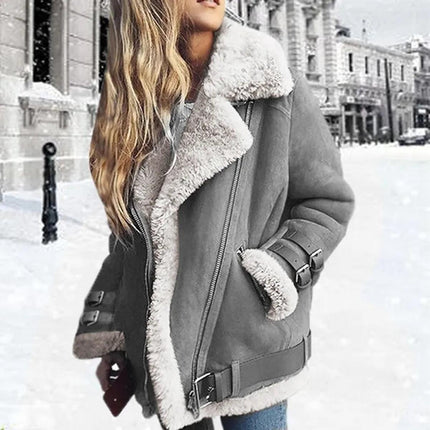 Natalie | Faux Fur-Lined Moto Jacket - Edgy Style, Cozy Warmth