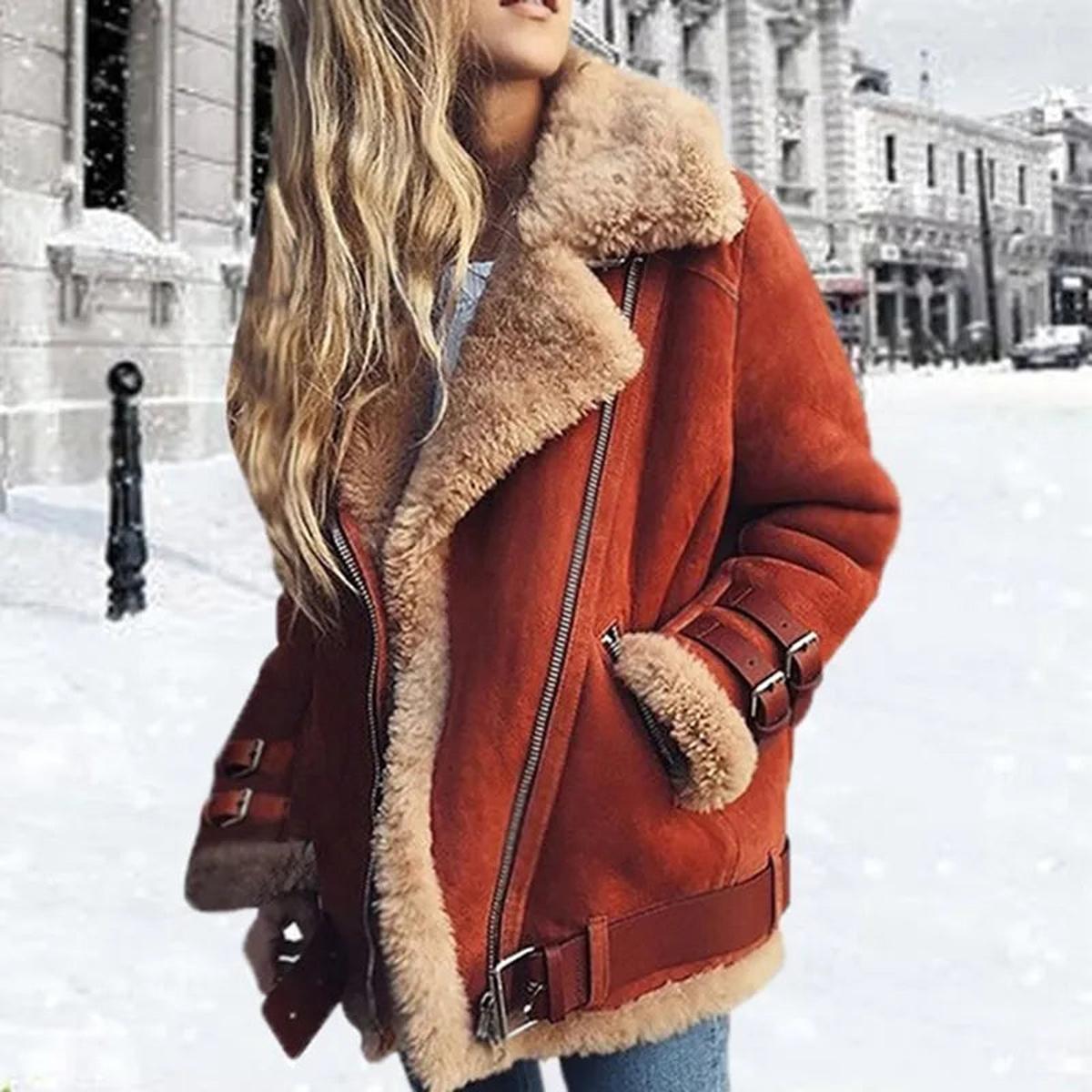Natalie | Faux Fur-Lined Moto Jacket - Edgy Style, Cozy Warmth