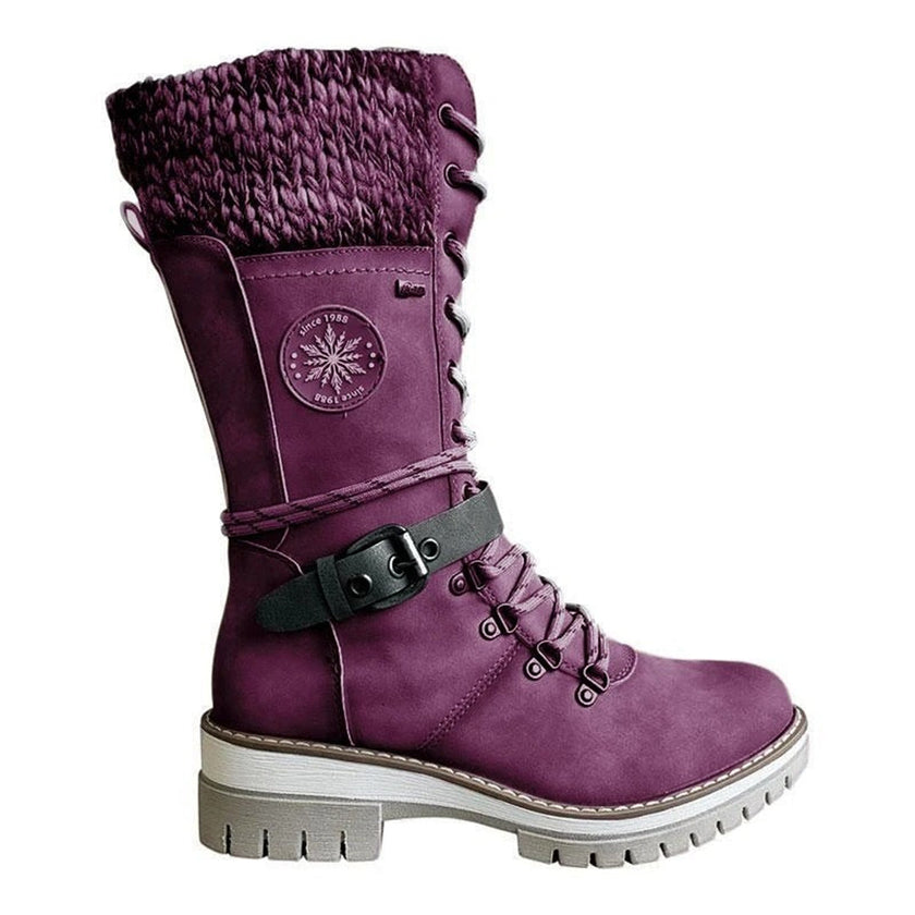 Brooklyn | Lace-Up Winter Boots with Cozy Knit Cuff
