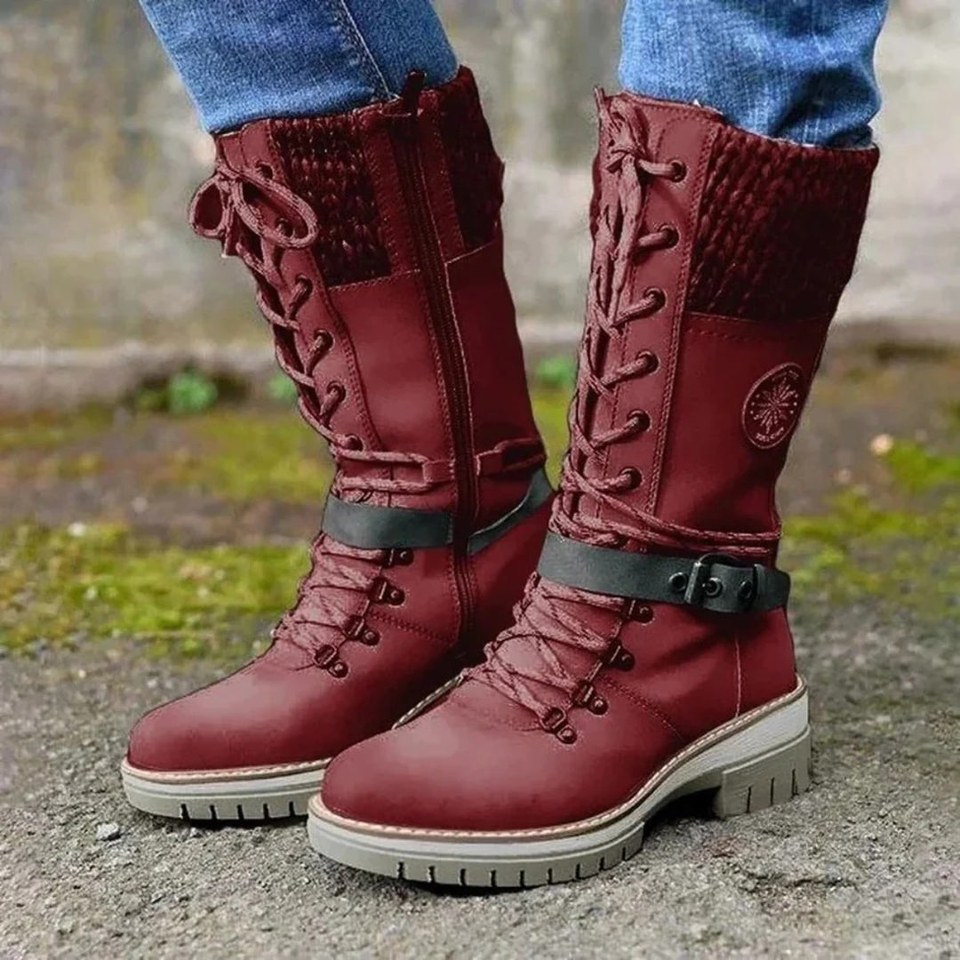 Brooklyn | Lace-Up Winter Boots with Cozy Knit Cuff