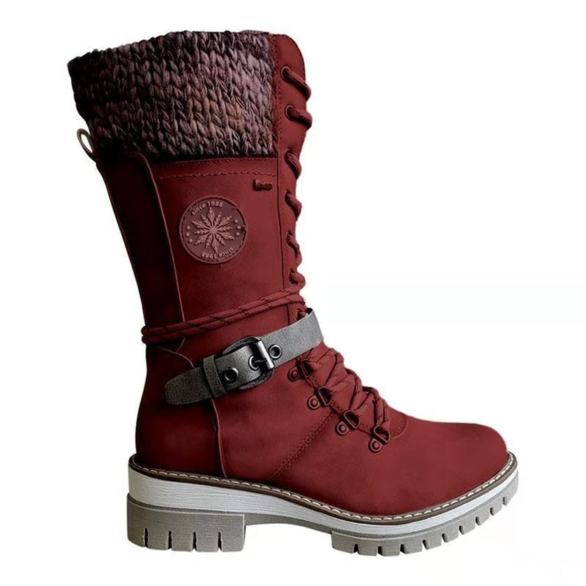 Brooklyn | Lace-Up Winter Boots with Cozy Knit Cuff