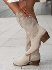 Chloe | Winter Perforated Western Boots – Sleek, Breathable & Cozy