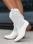 Chloe | Winter Perforated Western Boots – Sleek, Breathable & Cozy