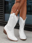Chloe | Winter Perforated Western Boots – Sleek, Breathable & Cozy